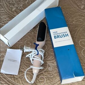 Electric Hair Straightener Brush - Black and Cream